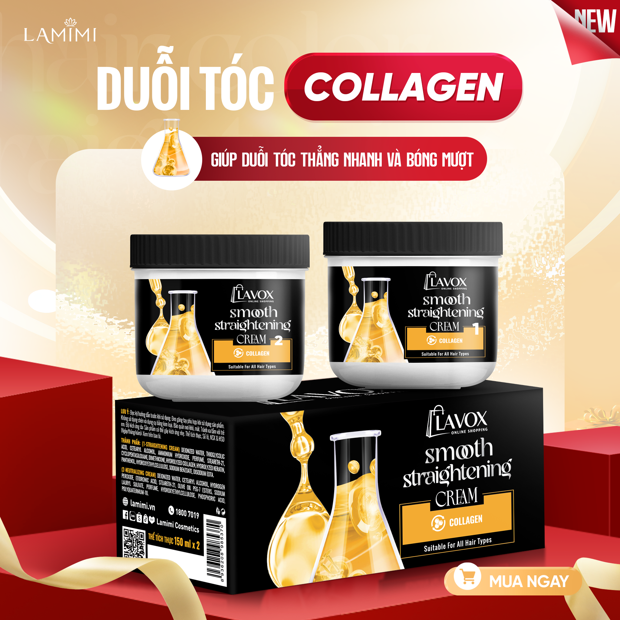 Kem Duỗi Tóc Suôn Mượt Collagen Lavox Online Shopping