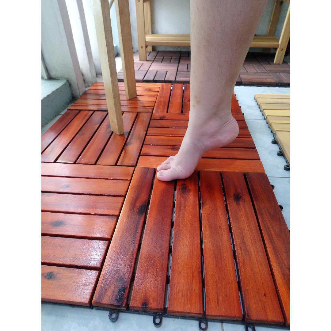Sàn gỗ tự nhiên cao cấp - 6 nan - gõ đỏ - thùng 6 tấm