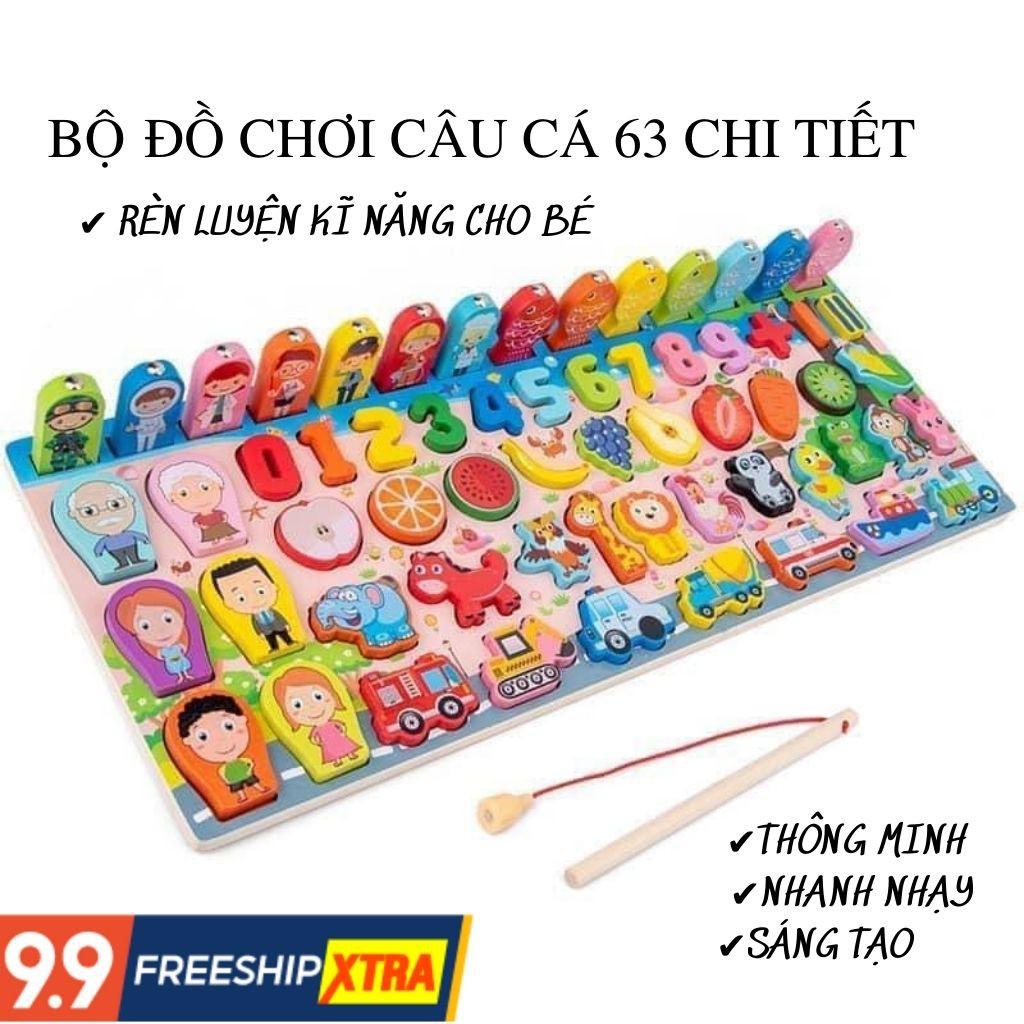 Bộ Đồ Chơi Câu Cá Và Ghép Số Học Đếm 63 Chi Tiết Cho Bé Yêu, Bộ Bảng Số Thông Minh bằng gỗ mới nhất 2020