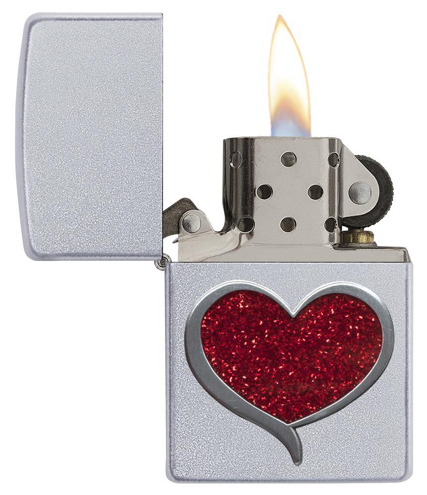 Bật Lửa Zippo Glitter Heart Satin Chrome 29410