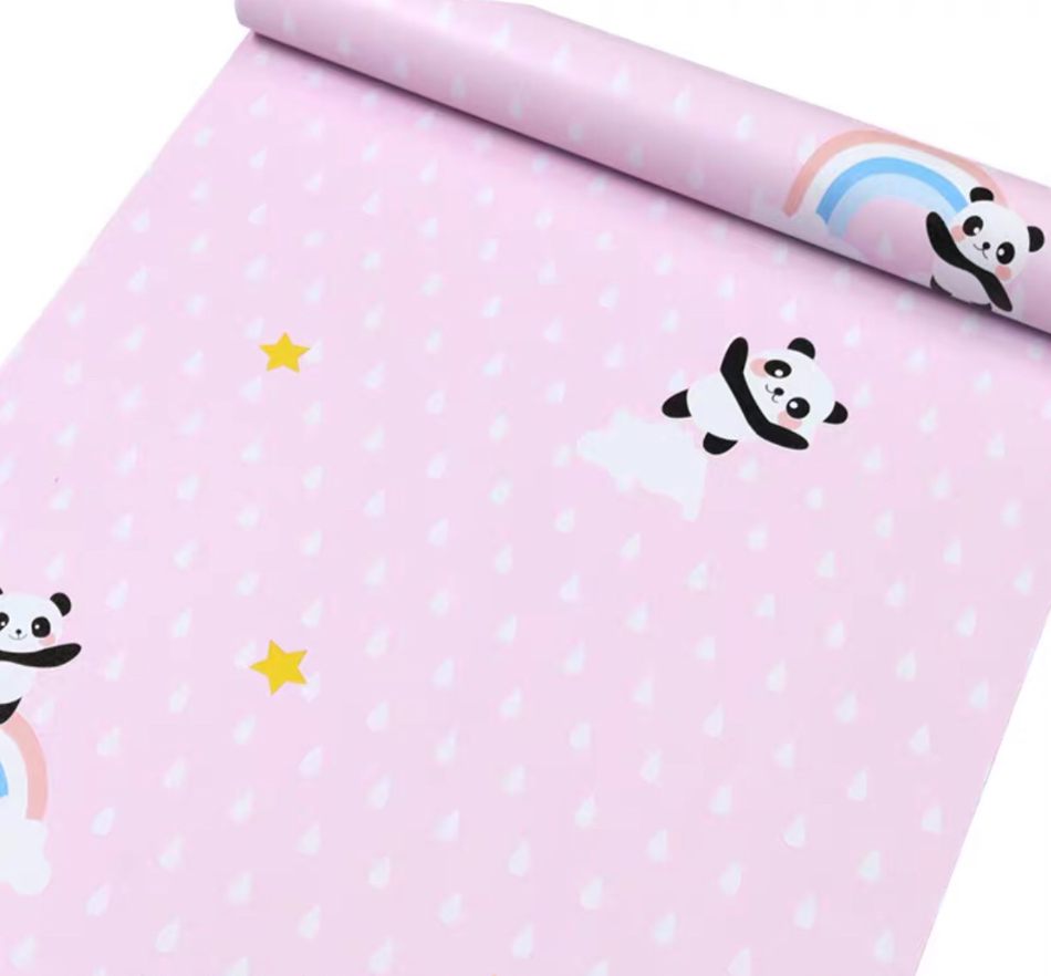 Combo 10 mét giấy dán tường, decal dán tường trang trí nhà cửa GẤU TRÚC HỒNG khổ 45cm