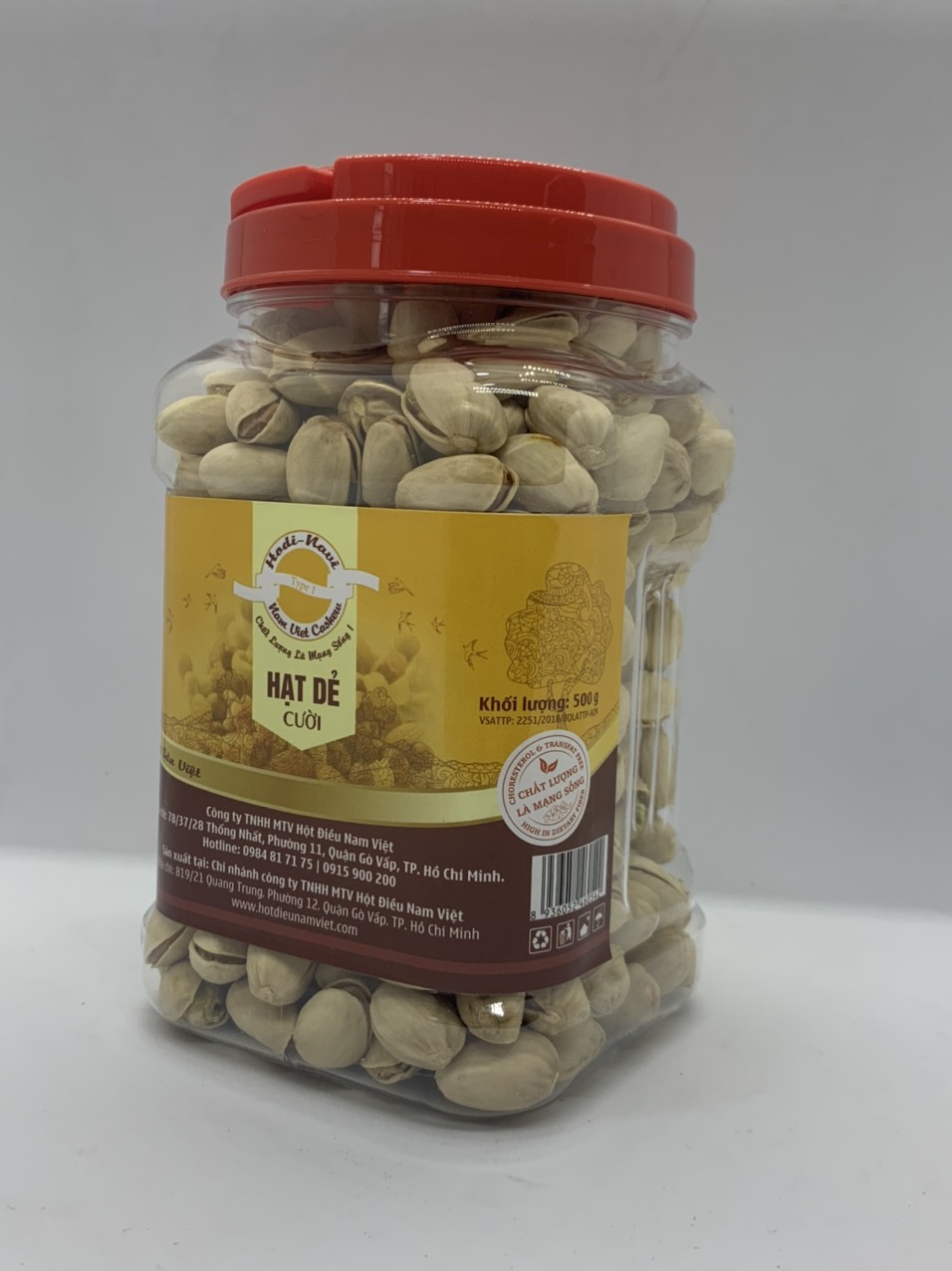 Hạt dẻ cười không tẩy trắng HODI - NAVI hũ quai xách 500g, giòn thơm, xuất xứ Mỹ, hạt dinh dưỡng ăn vặt