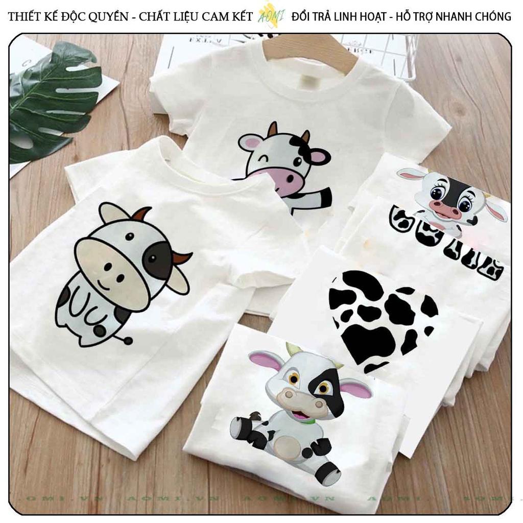 ÁO THUN bò sữa milk UNISEX PHÔNG TRẮNG TAY NGẮN NAM NỮ GIA ĐÌNH CẶP ĐÔI SIZE TRẺ EM BÉ TRAI GÁI AOMIVN