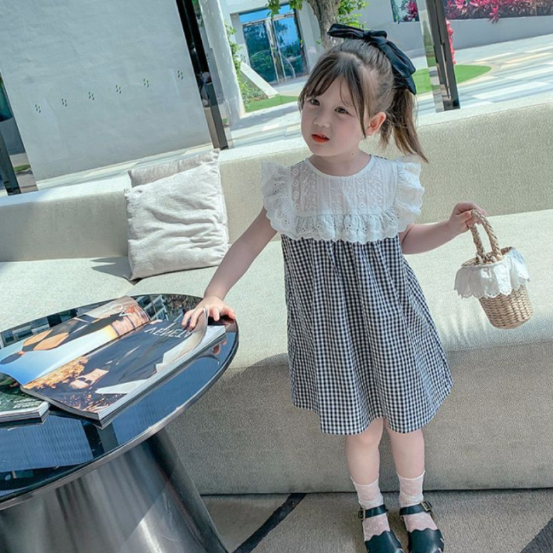 Đầm suông caro cho bé phong cách Hàn Quốc từ 11-23kg - Đầm bé gái xinh xắn