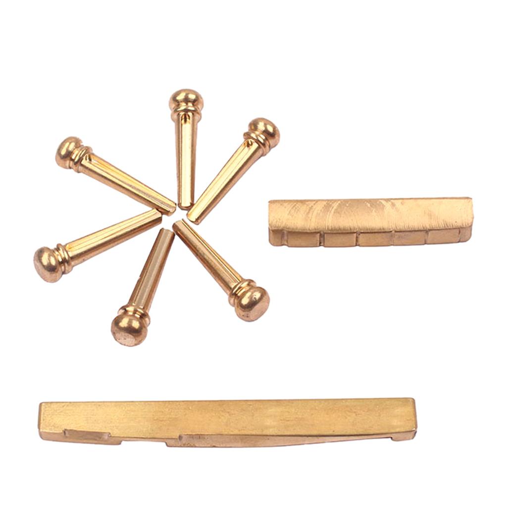 6 Chiếc Chân Cầu Bằng đồng Vàng Với Bộ đai ốc Yên Cho Guitar Acoustic