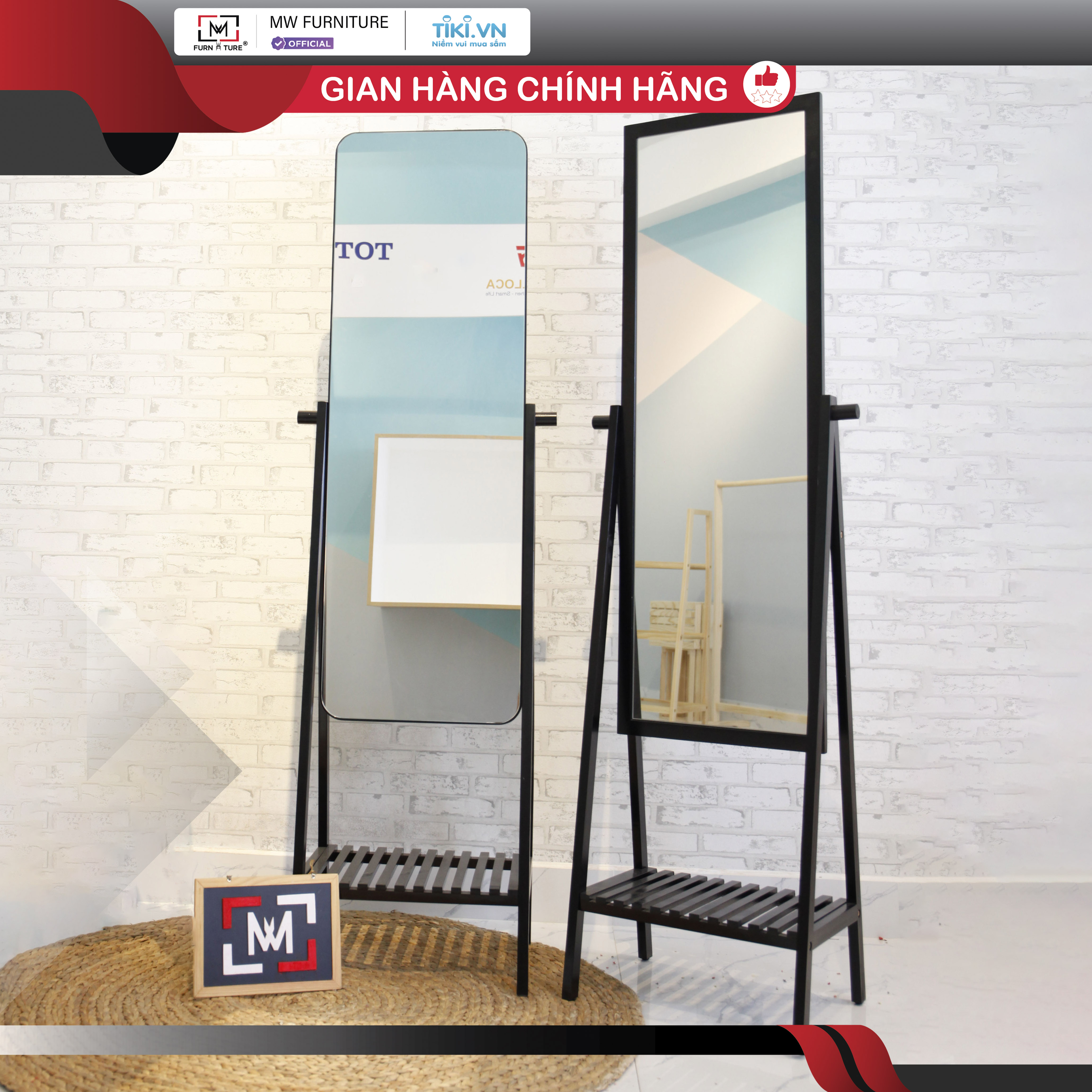 GƯƠNG SOI TOÀN THÂN TRÀN VIỀN CÓ KỆ - FRAMELESS MIRROR SHELF