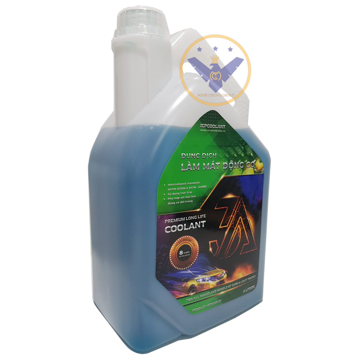 COMBO 2 can nước làm mát xe ô tô màu xanh 3A Premium Longlife Coolant 4L