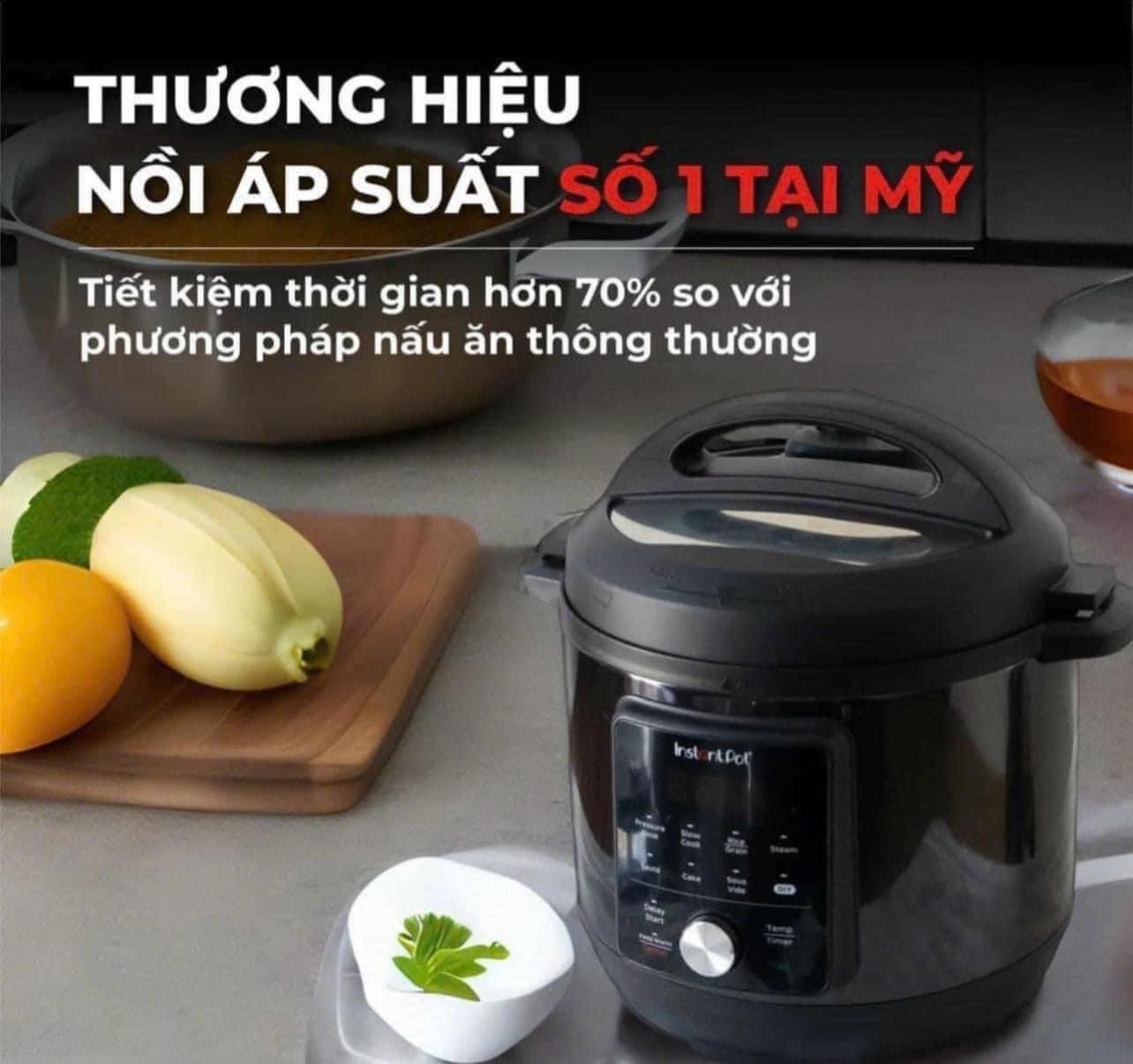 Nồi áp suất điện đa năng Instant Pot 9 in 1 Essential Black Edition 60 dung tích 5,7 lit Hàng chính hãng