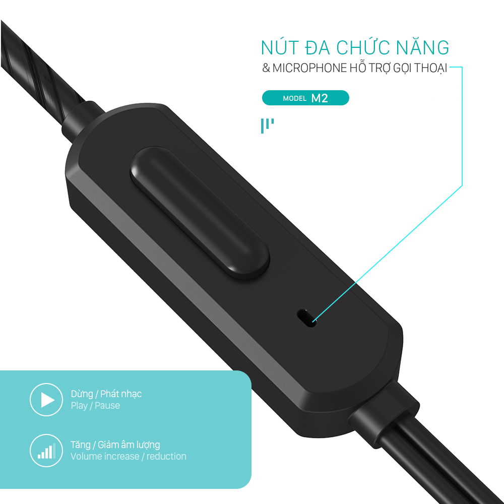 Tai nghe JUYUPU M2 jack 3.5mm nhét tai chống ồn chống rối tai nghe có dây dành cho iPhone Samsung OPPO VIVO HUAWEI XIAOMI - HÀNG CHÍNH HÃNG