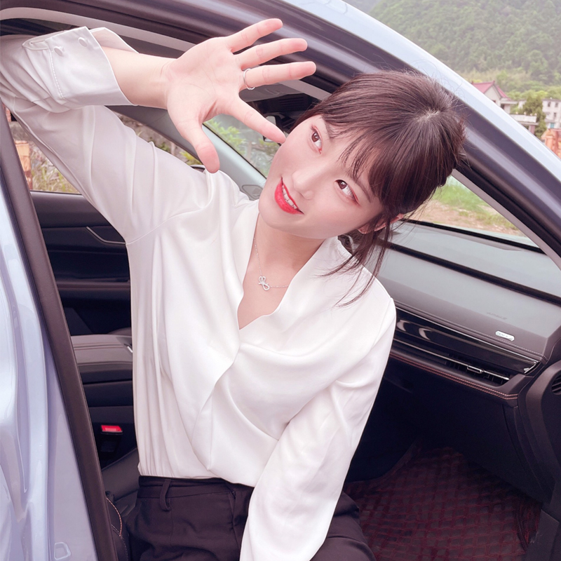 Áo sơ mi công sở kiểu áo sơ mi kiểu đắp chéo cổ V QK01 - Áo sơ mi công sở hàn quốc