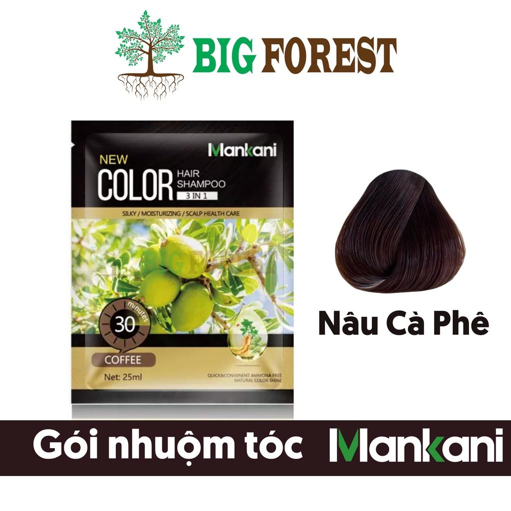 Gói Dầu Gội Nhuộm Tóc, Phủ Bạc Thảo Dược Mankani [Gói 25ml - Nâu Cà Phê