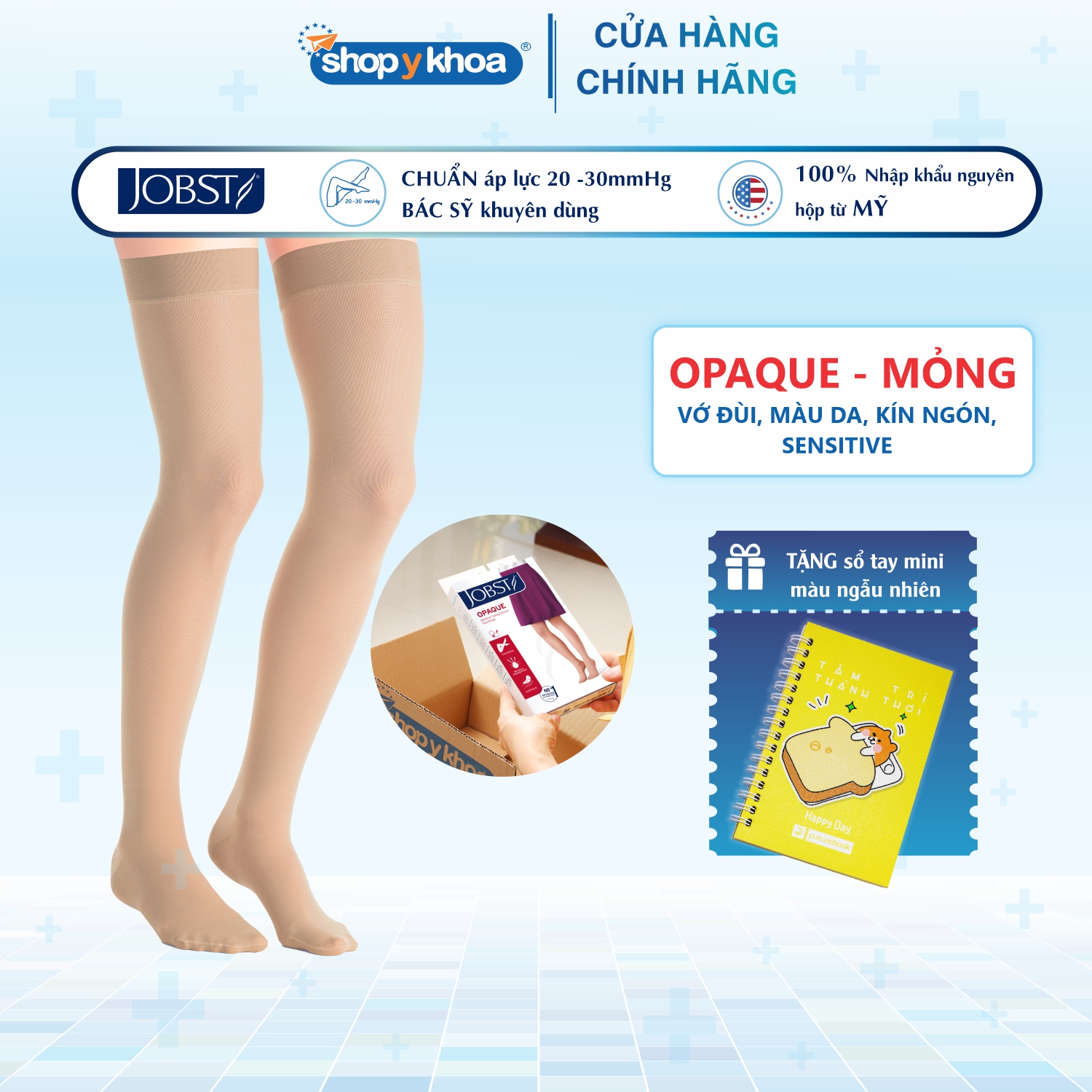 Da Nhạy Cảm Vớ Y Khoa Đùi Silicone Jobst Opaque Sensitive - Mỏng, Màu Da, Kín Ngón, 20 - 30Mmhg, Giãn Tĩnh Mạch - Xl - Da - Kín Ngón