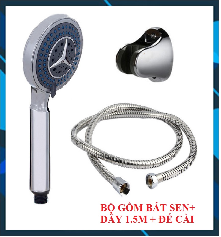 Bộ vòi sen 3 tốc độ ngôi sao 3 cánh gồm bát sen, dây 1.5m và đế cài VS001