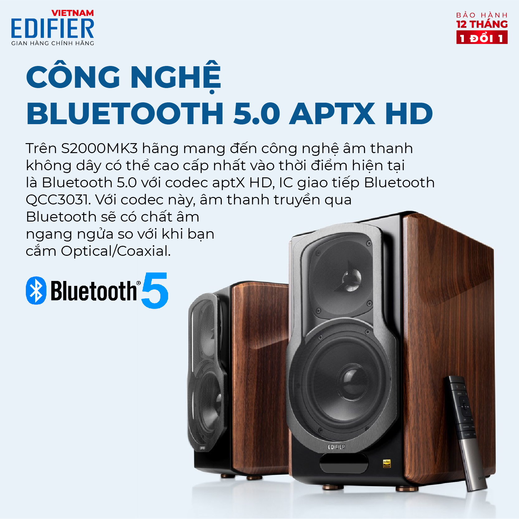 Bộ loa bluetooth Bookshelf Hifi cao cấp EDIFIER S2000MKII - Công nghệ aptX - Kèm dây Monster Cable 2RCA ra 4RCA 2M - Hàng chính hãng