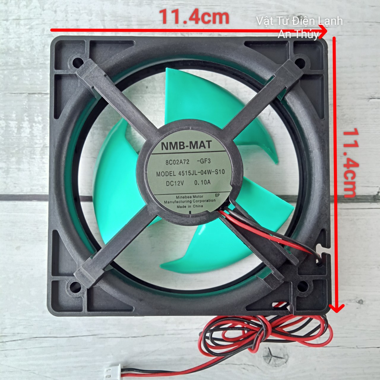 Quạt Tủ Lạnh SAMSUNG, PANASONIC 12V 2 Dây Kích Thước 11.4cm x 11.4cm Cánh Xanh Hàng Hãng NMB