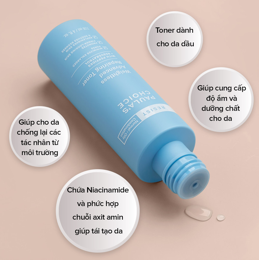 Toner se lỗ chân lông và tái tạo cho da dầu lão hóa Paula's Choice Resist Weightless Advanced Repairing Toner 118ml (Nhập khẩu)