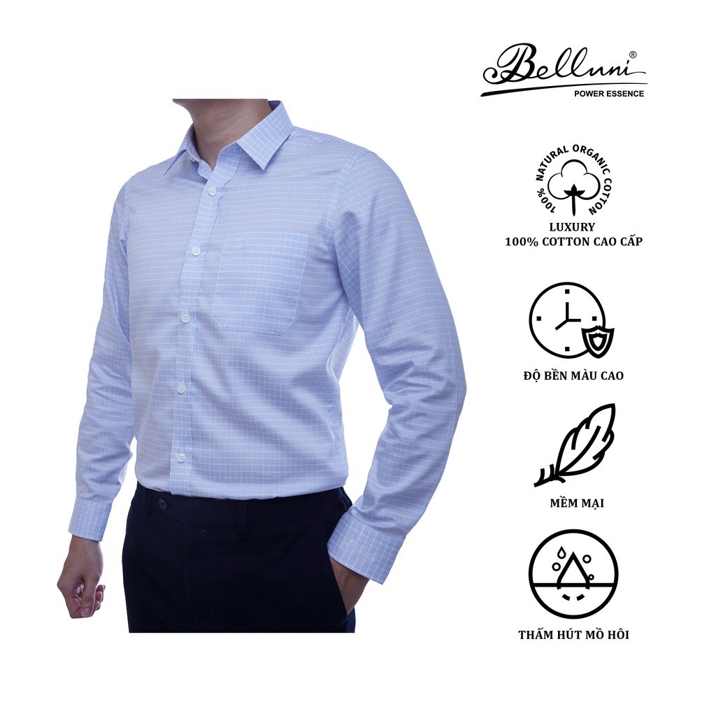 Áo Sơ mi nam dài tay Belluni LUXURY Chất 100% Cotton cao cấp màu sắc trang nhã sang trọng-ABD.CM.BE.164.B7