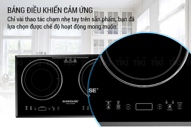  Bếp Đôi Điện Từ Hồng Ngoại Sunhouse SHB8609 (Tổng công suất 3600W) - Hàng chính hãng