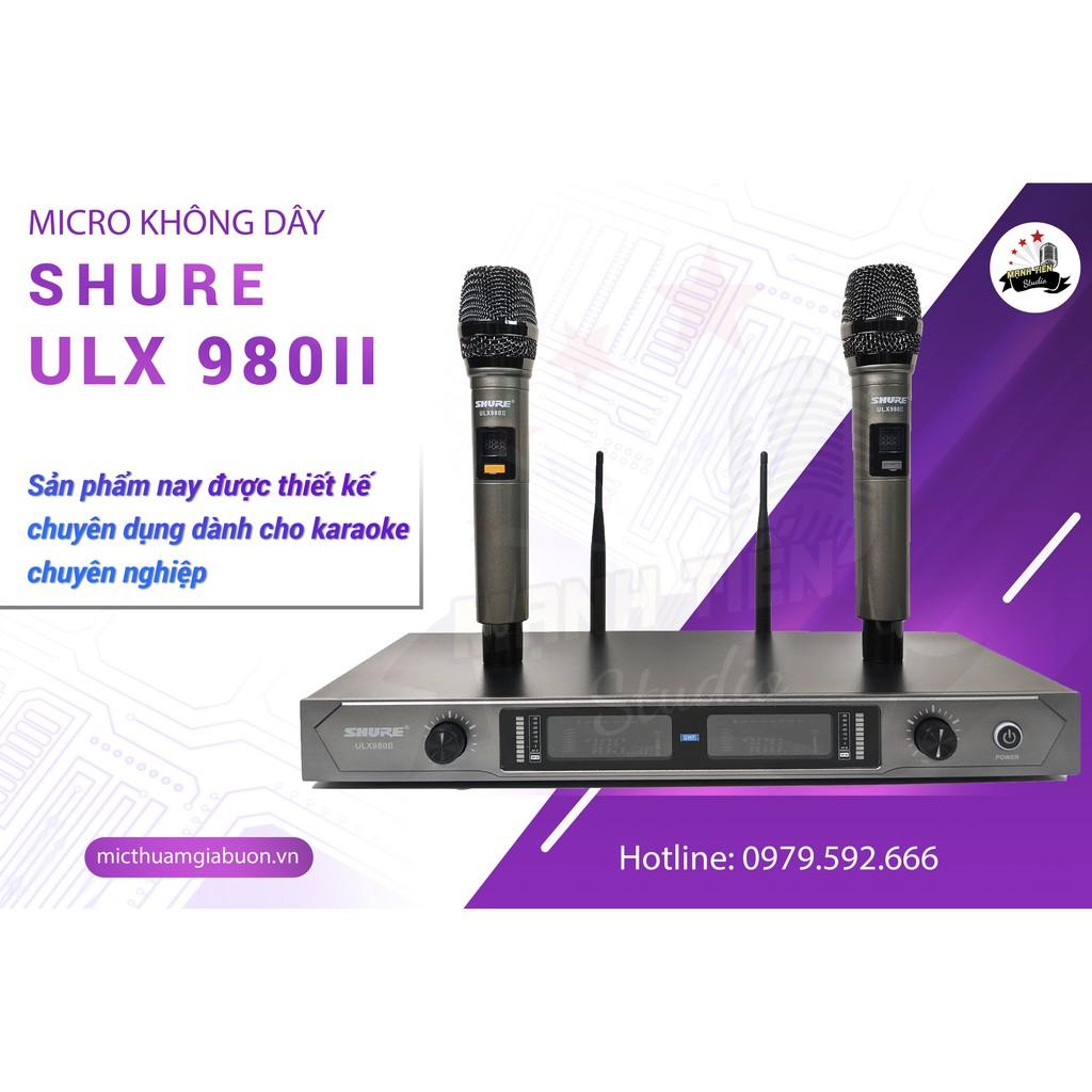 Micro không dây shure ulx980ii bắt sóng xa mạnh mẽ ổn định mic nhé không hú rít độ nhạy thích hợp quán bar, hội trường..