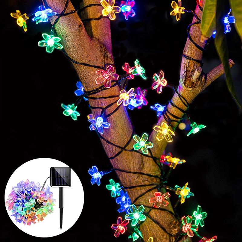 Dây Đèn Led Năng Lượng Mặt Trời Chống Thấm Nước Hình Hoa Anh Đào Trang Trí Sân Vườn/Nhà Cửa/Giáng Sinh