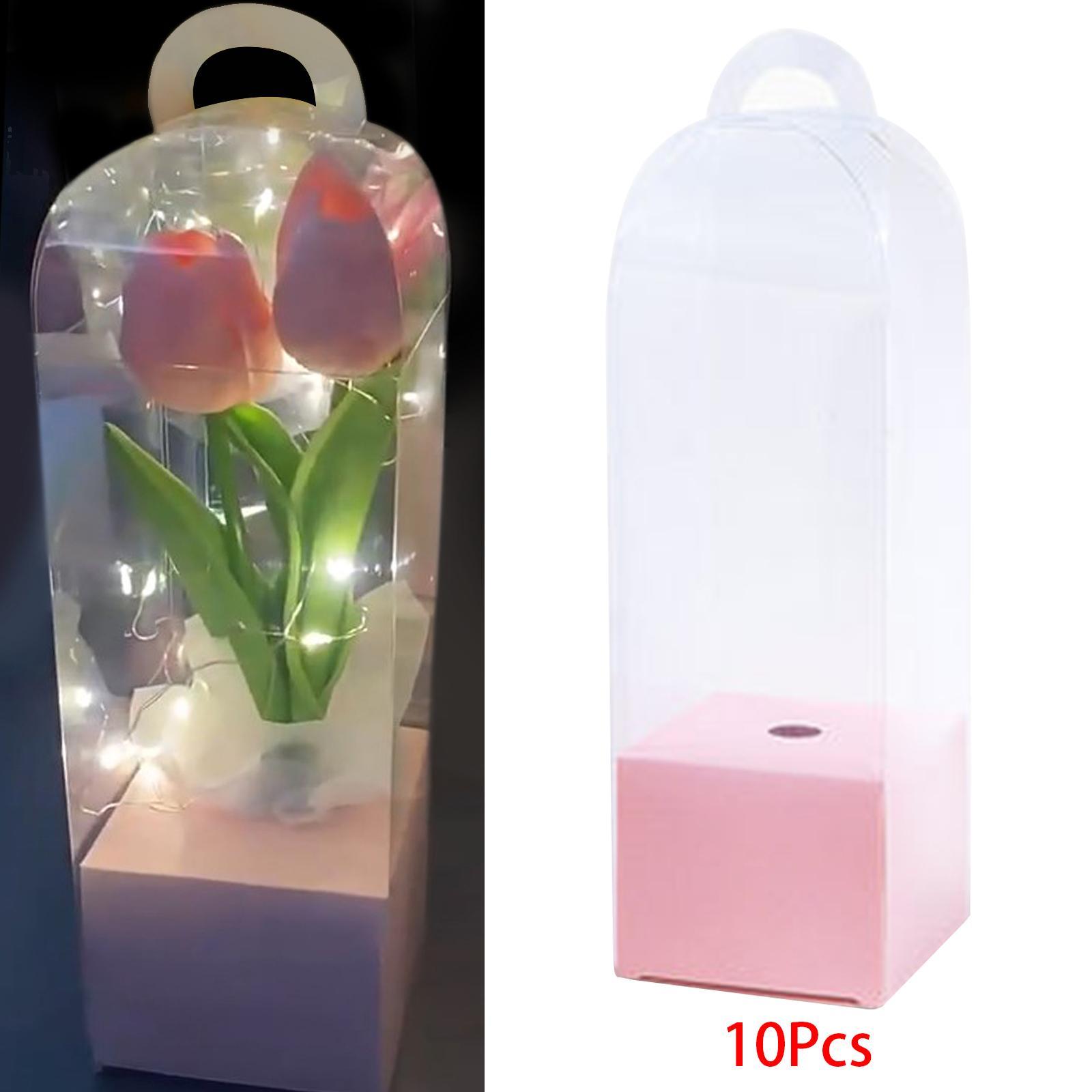 10x Flower Gift Boxes Single Rose Flower Box Florist Retail Shop Packaging Present Boxes Bag Flower Packaging Box for Party Favor Graduation