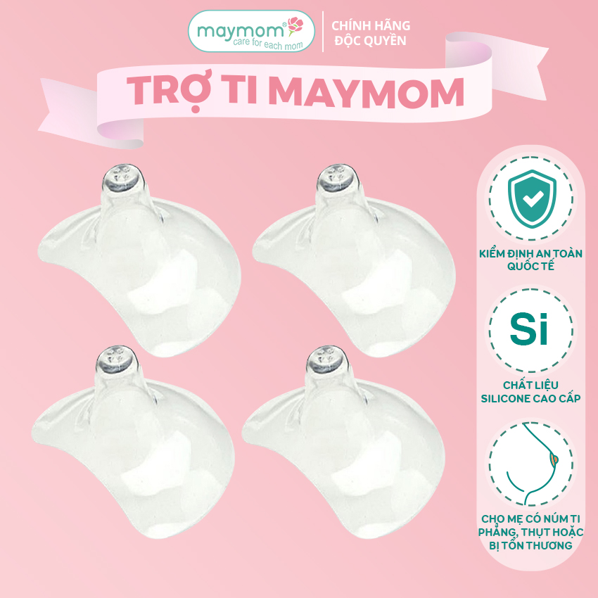 Núm Trợ Ti Maymom, Chất Liệu Silicone Siêu Mềm, Giúp Mẹ Cho Bú Dễ Dàng Hơn, Dùng Được Cho Trẻ Sơ Sinh và Em Bé - Bộ 4 Cái GIÁ SIÊU TỐT