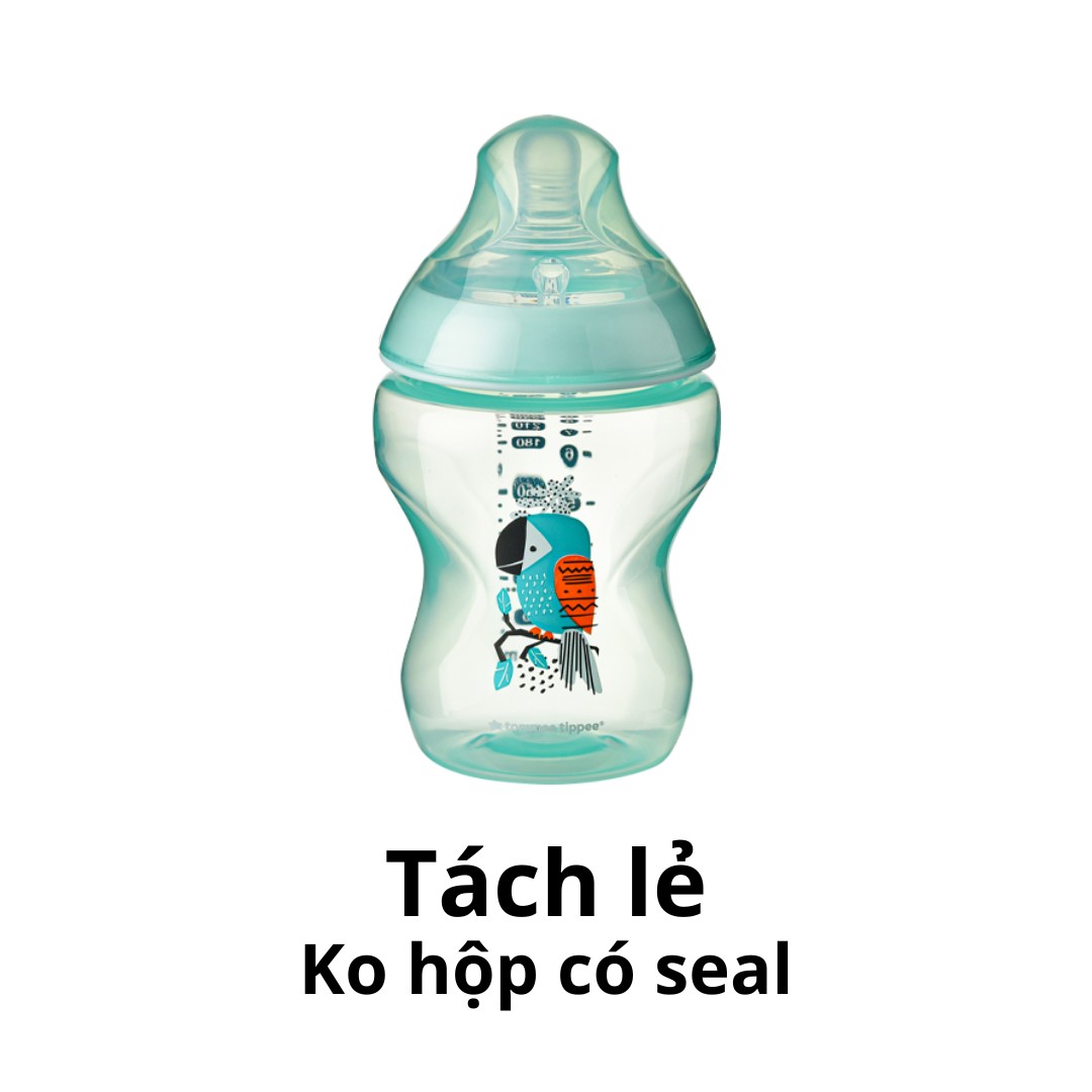 Bình Sữa Ty Siêu Mềm Tự Nhiên Tommee Tippee Closer To Nature 260ml, Núm Ty Của Bình 3-6 Tháng – Xanh Ngọc (Bình Đôi, Tách Lẻ)