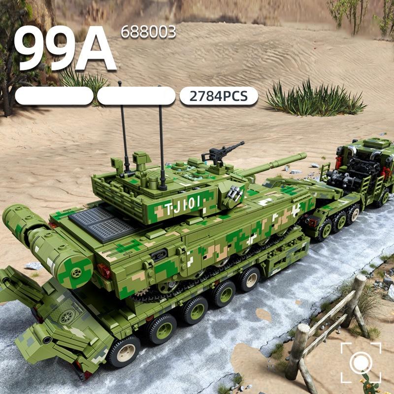 Đồ chơi Lắp ráp Xe vận chuyển Tăng, Panlos 688003 Tank Transportation, Xếp hình thông minh, Mô hình quân sự
