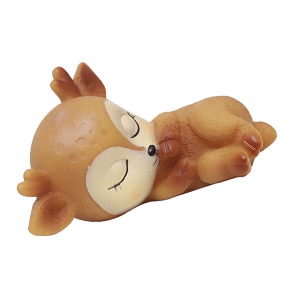 4pcs Deer Figurines Toy Kawaii Sleeping Animal Baby Decor Silicone Ornament