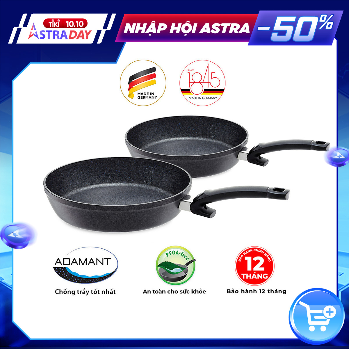 Bộ 2 chảo chống dính cao cấp Đức đáy từ Fissler Adamant Comfort 24cm&amp;28cm