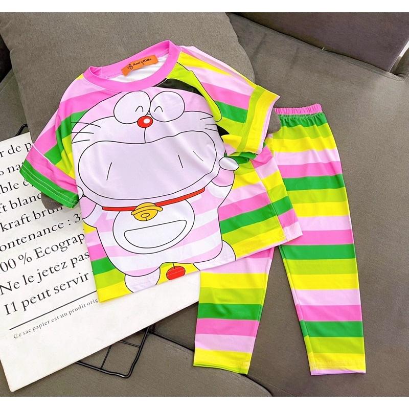 Bộ tay ngắn quần dài bo gấu thun lạnh 3d in loang loại 1 mickeyanna