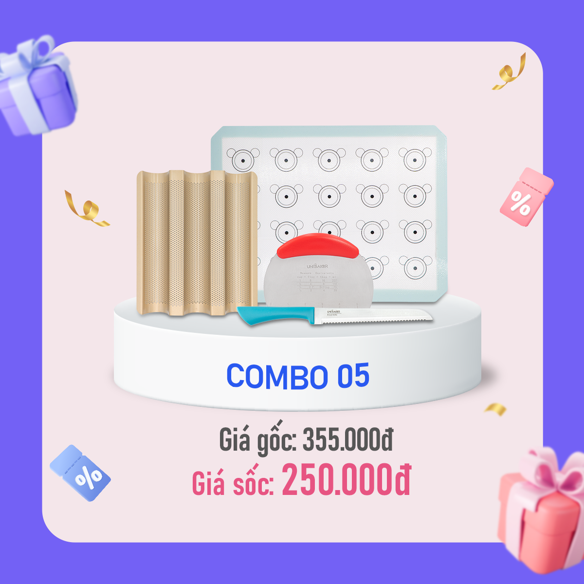 Combo đồ làm bánh Unibaker 5