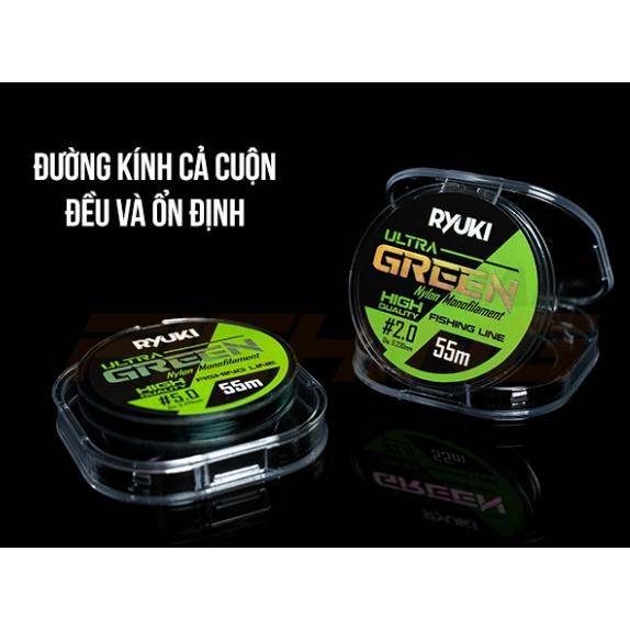 Dây Câu RYUKI Ultra Green 55m, cước trục câu cá