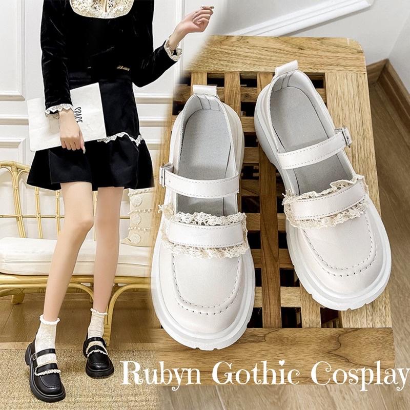 Giày Lolita phối ren siêu xinh đế cao 5cm ( màu Trắng và Đen ) size 35 - 40