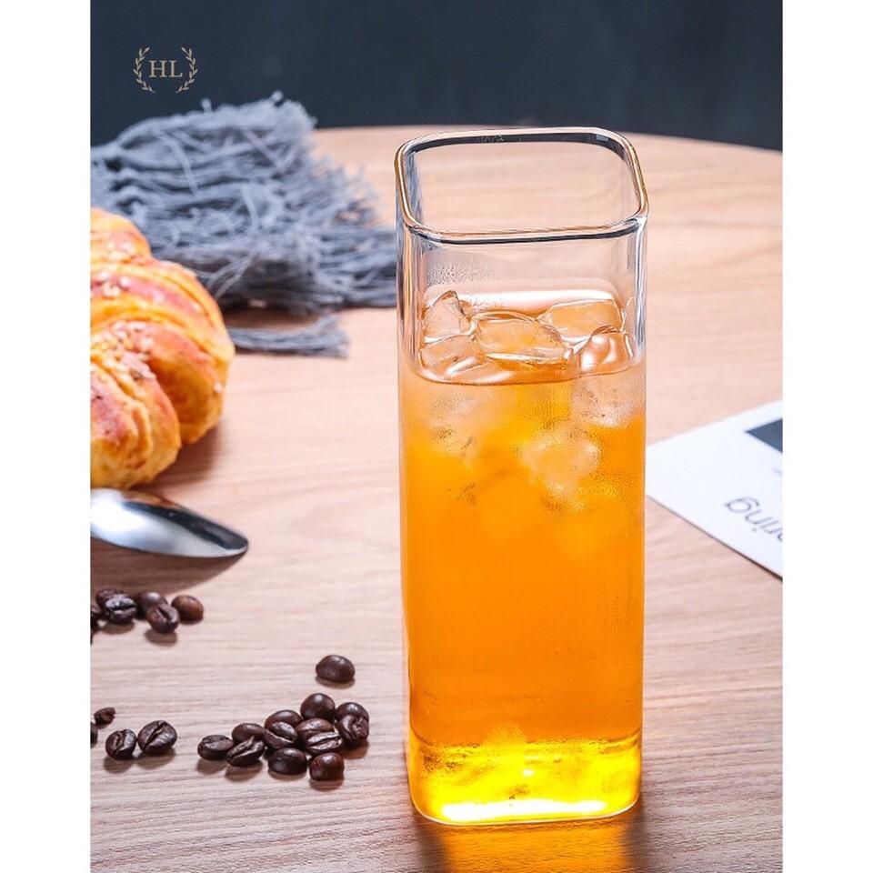 Cốc thủy tinh chịu nhiệt borosilicate dáng vuông 390ml