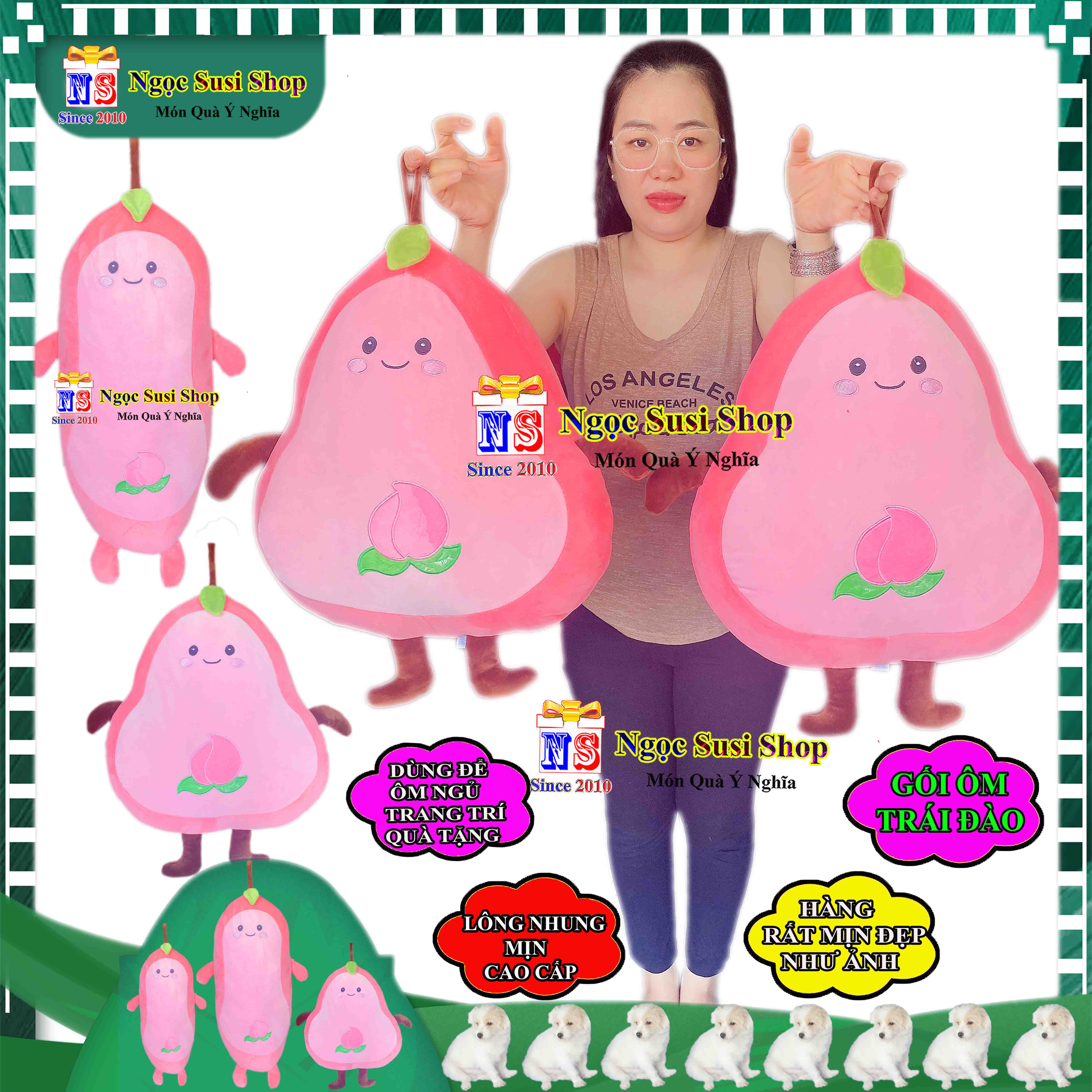 GẤU BÔNG HÌNH TRÁI ĐÀO DÙNG ÔM NGỦ TRANG TRÍ QUÀ TẶNG RẤT ĐẸP - GỐI QUẢ ĐÀO CAO CẤP