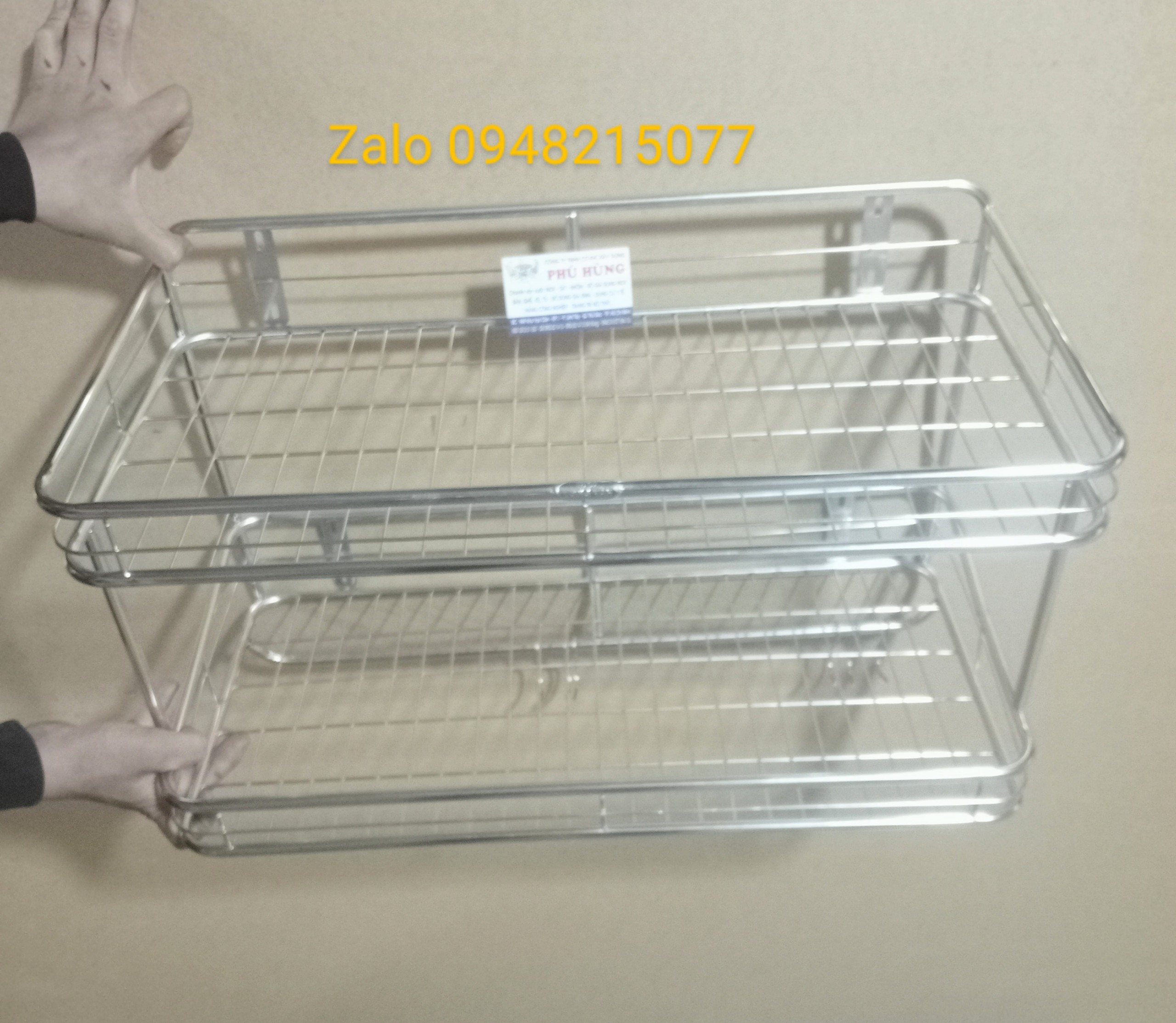 KỆ CHÉN TREO TƯỜNG 2 TẦNG INOX CAO CẤP
