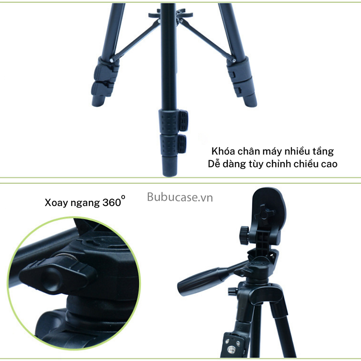 Chân Máy Ảnh, Tripod Chất Liệu Nhôm Cao Cấp - Gọn Nhẹ, Chắc Chắn