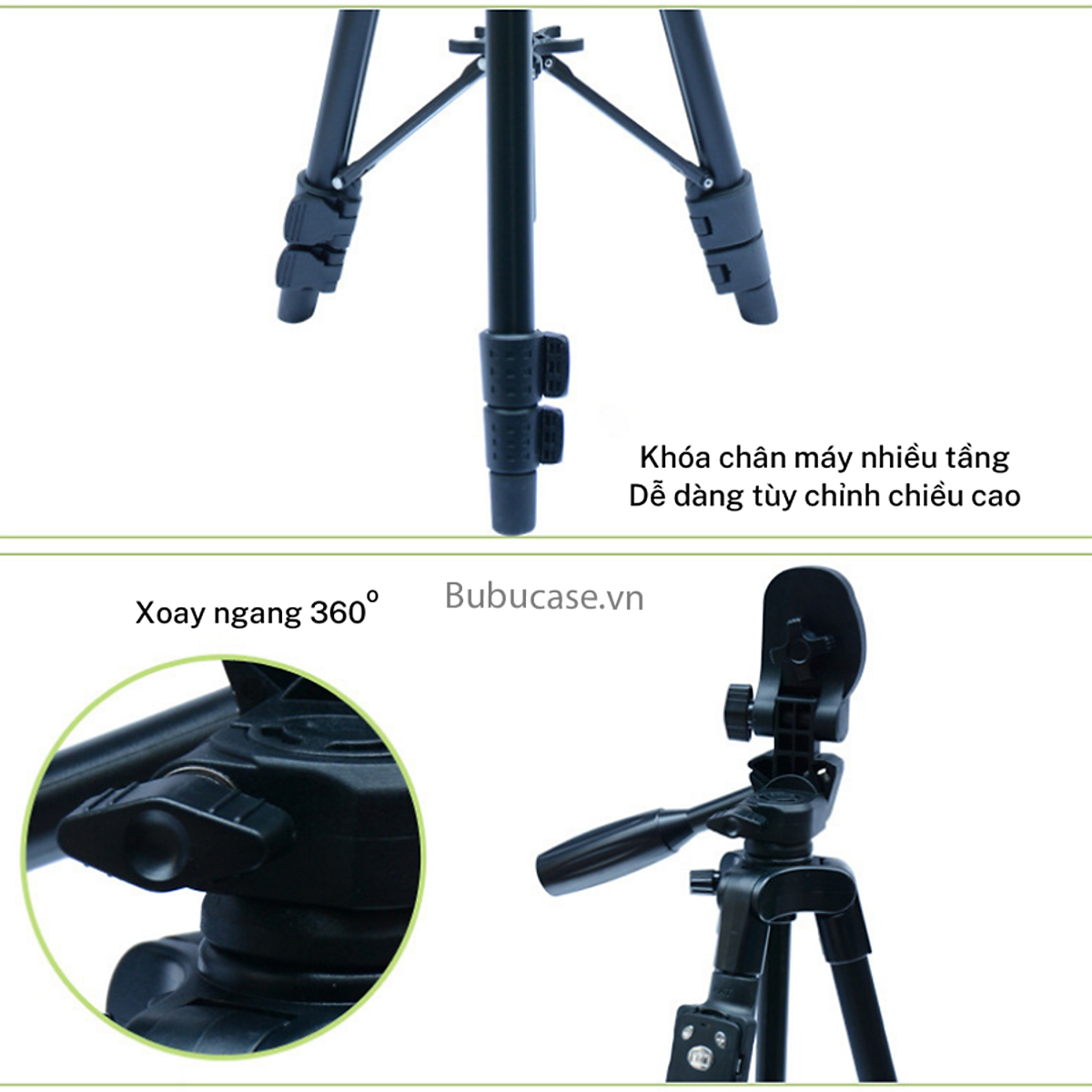 Chân Máy Ảnh, Tripod Chất Liệu Nhôm Cao Cấp - Gọn Nhẹ, Chắc Chắn [5208RM]