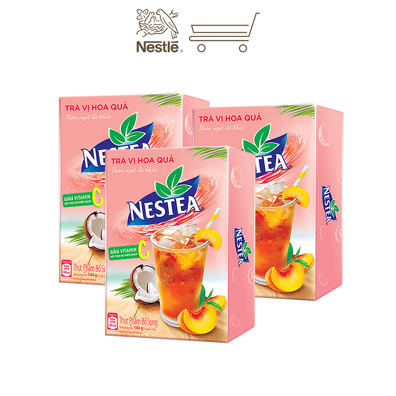 Combo 3 Hộp Trà NESTEA vị Hoa Quả Hộp 12 gói x 12 g