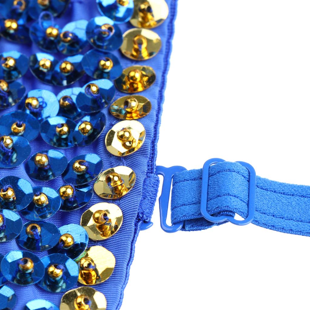 Women's Belly Dance Beaded Bra Sequins Top Sexy Dancing Singer Costume Tassels