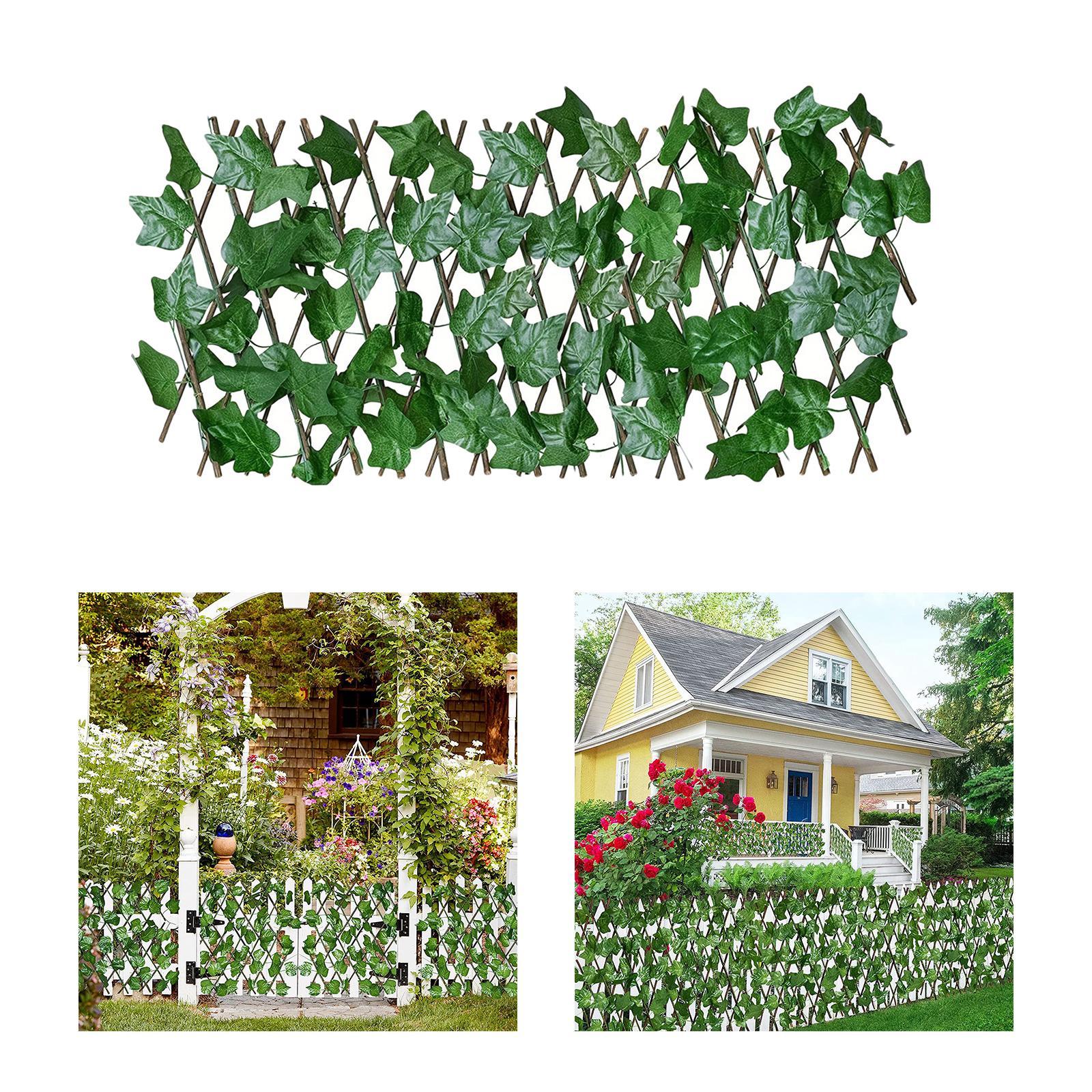 Artificial Faux Privacy Fence, Faux Ivy Fencing Panel, Artificial Hedges Expandable/Stretchable Artificial Leaf Ivy Privacy Fence for Backyard