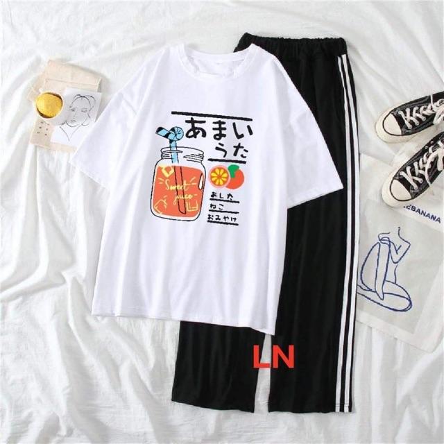 Sét áo lọ nước tici + quần rộng 3 sọc DAN866