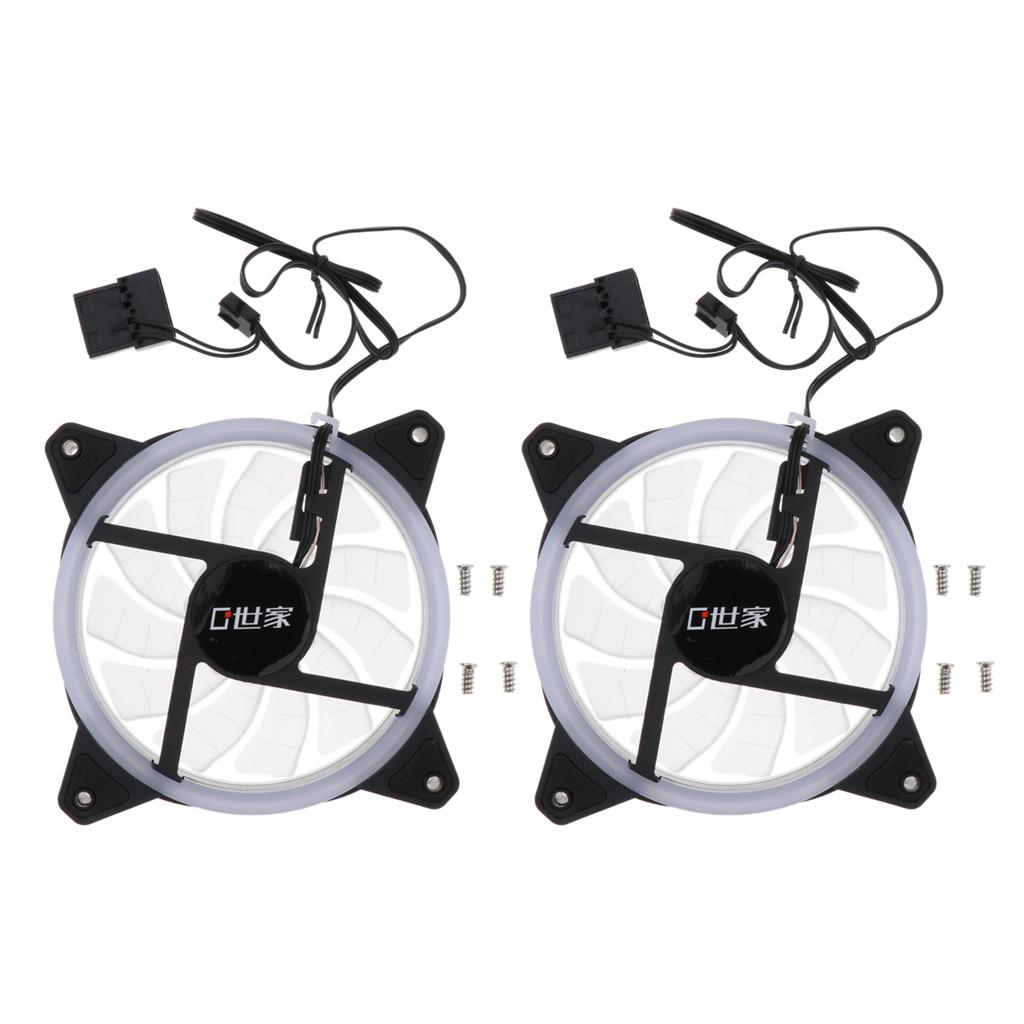 2 Pack 12V 12cm Low-Noise Cooling Fan for PC Case with 8x Mounting Screws