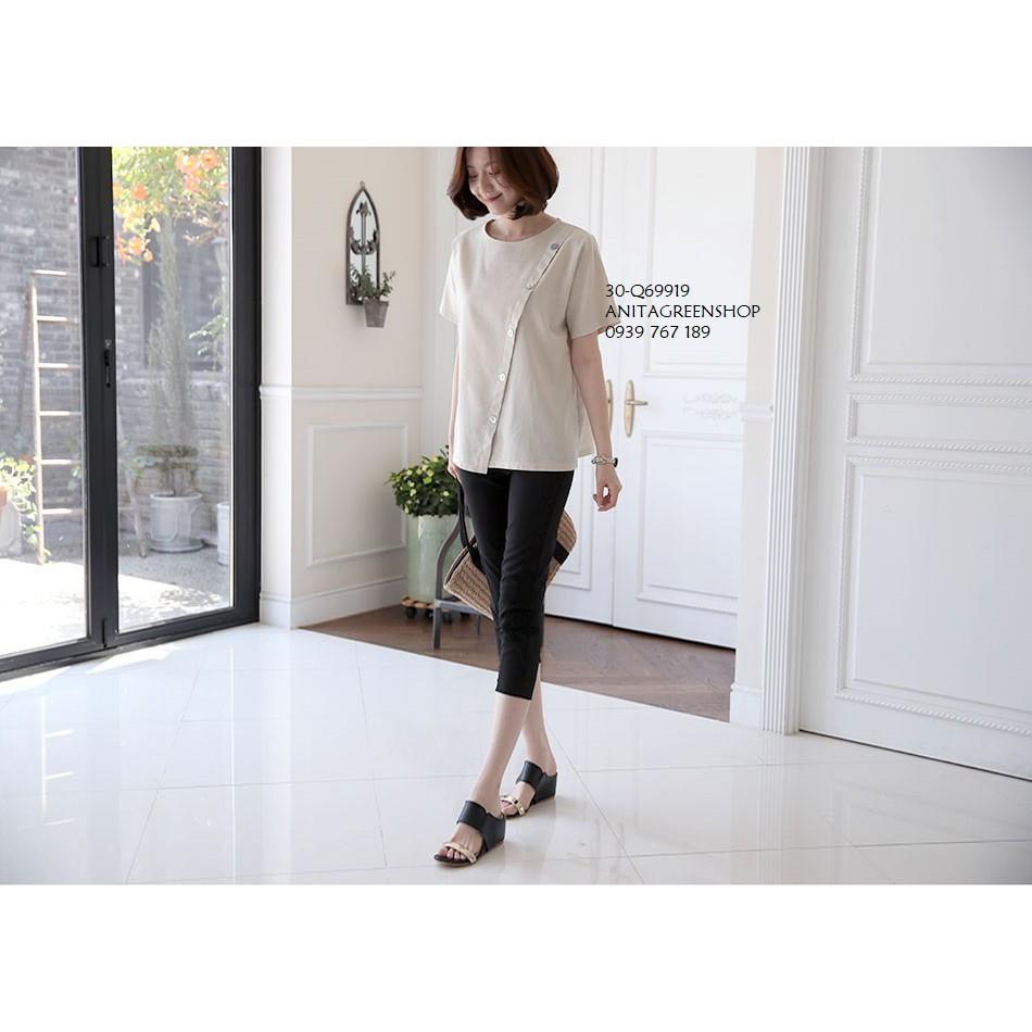 Q69919 ÁO NỮ VẠT XÉO PHỐI NÚT