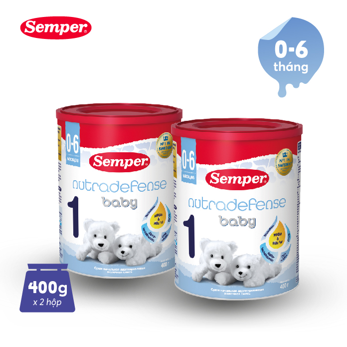 Combo 2 Sữa bột công thức Semper Nutradefense Baby 1 400g/hộp