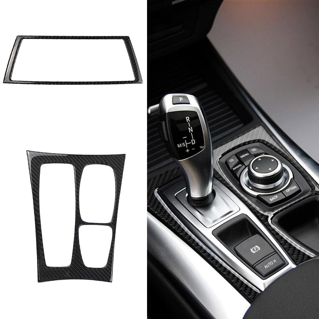 Carbon Fiber Gear Shift Box GPS Navigation Panel Trim For BMW E70 E71 X5 X6