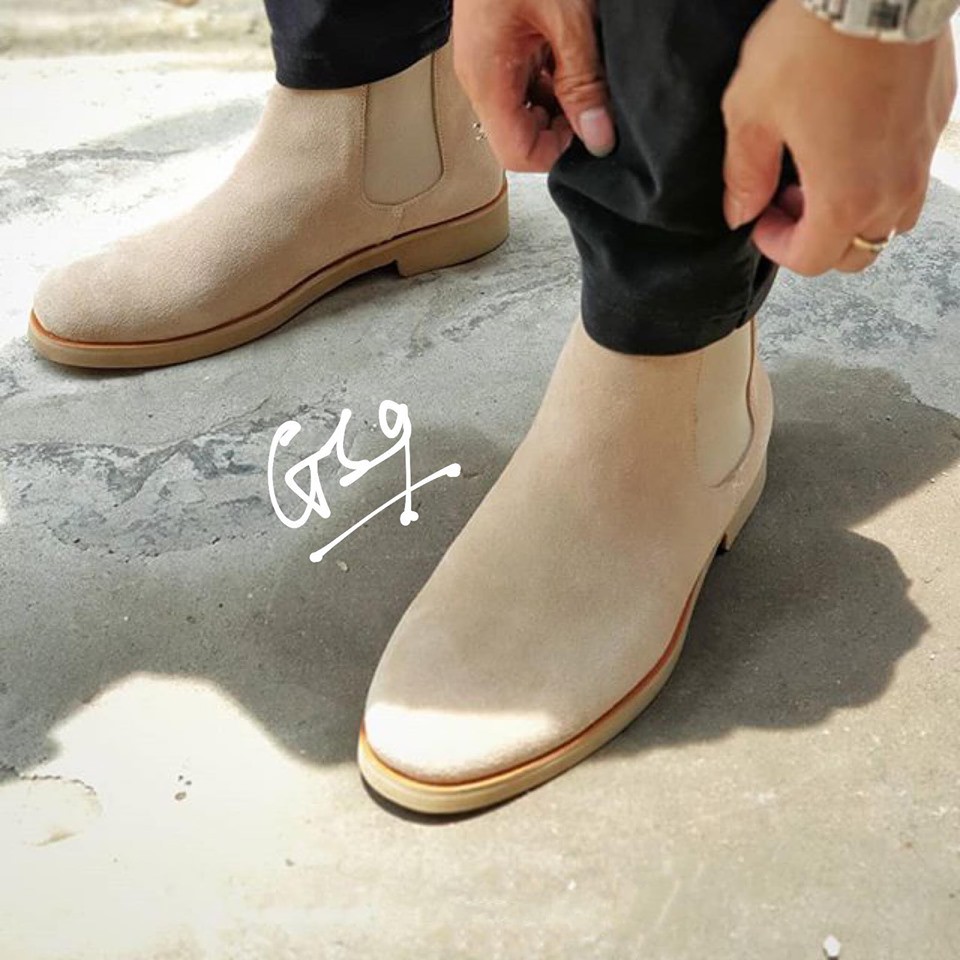 Giày Chelsea boots Lộn Tan Đế Đúc Nguyên Khối Bảo Hành 12 Tháng