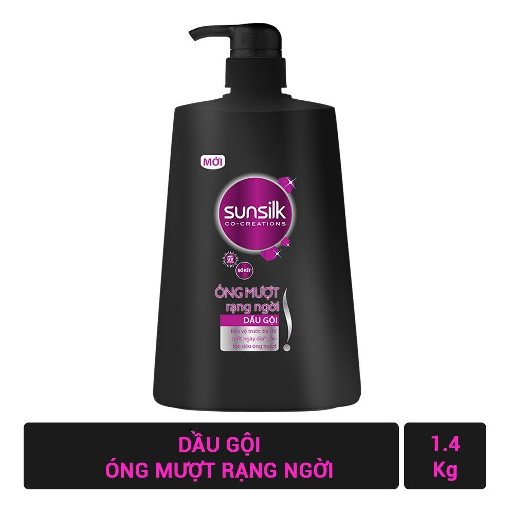 Combo 2 Chai Dầu gội Sunsilk Óng Mượt Rạng Ngời 1.4kg giúp tóc chắc khoẻ, bóng mượt với Bồ Kết, dầu Hạnh Nhân, Protein Gạo Đen và Vitamin E