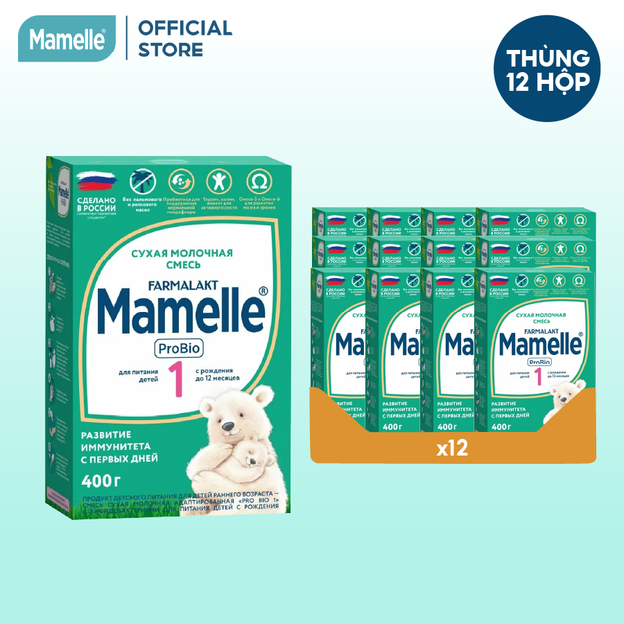 Thùng 12 hộp Sữa bột công thức Mamelle Pro Bio Số 1 cho trẻ từ 0 đến 12 tháng hộp 400g/hộp